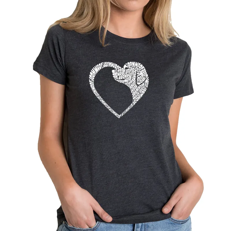 Dog Heart - Women's Premium Blend Word Art T-Shirt sold by LA Pop Art