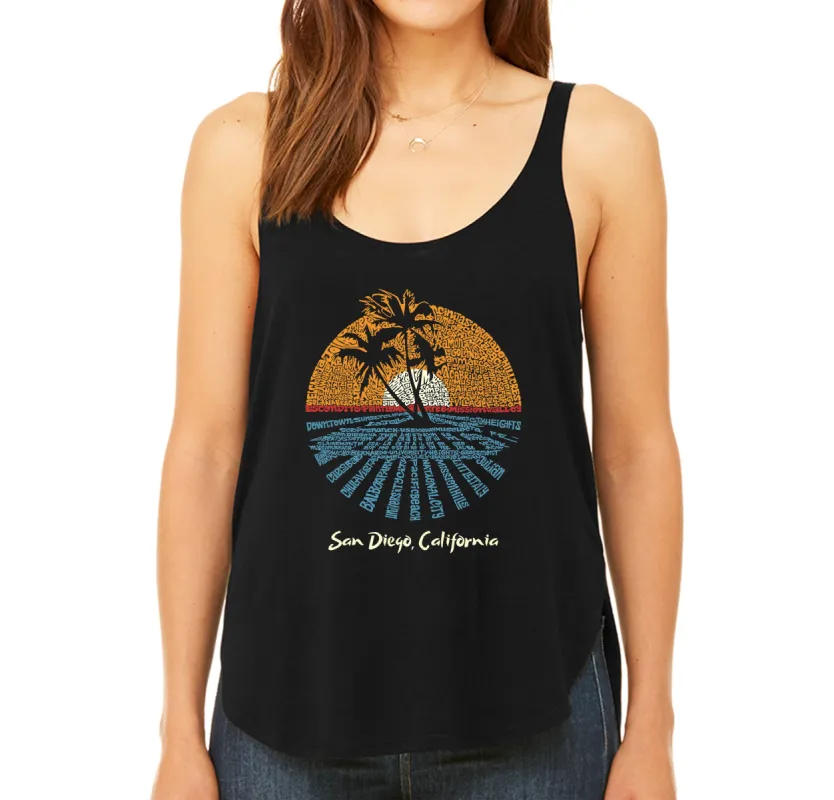 Cities In San Diego - Women's Word Art Flowy Tank Top sold by LA Pop Art