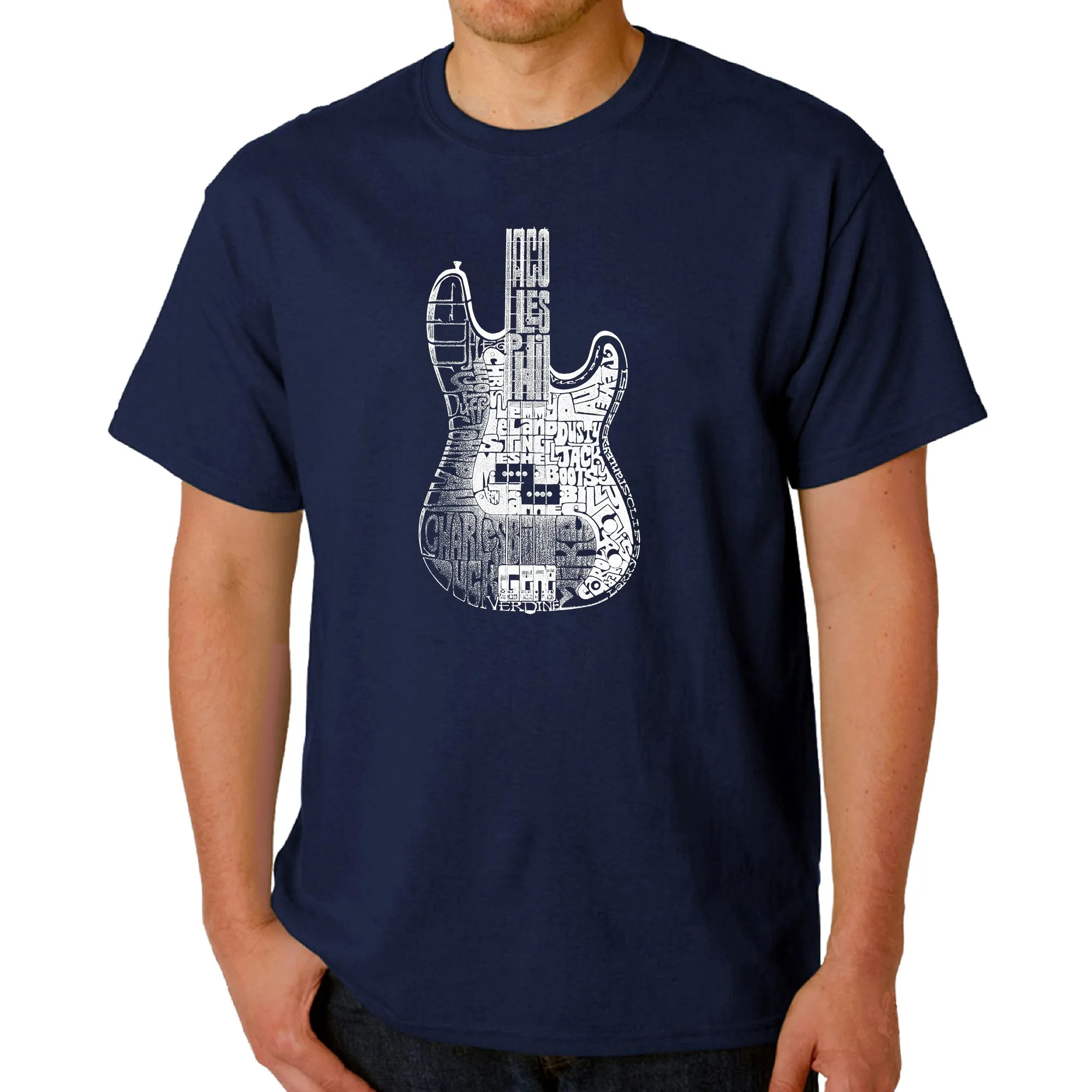 Bass Guitar - Men's Word Art T-Shirt sold by LA Pop Art product image thumbnail 3