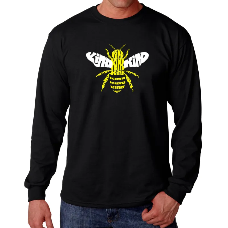 Bee Kind  - Men's Word Art Long Sleeve T-Shirt sold by LA Pop Art