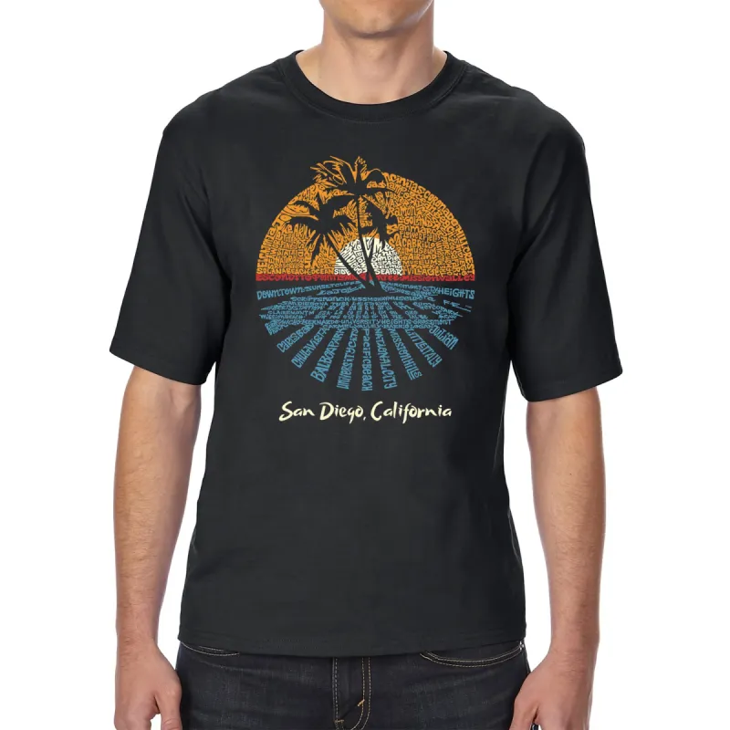 Cities In San Diego - Men's Tall Word Art T-Shirt sold by LA Pop Art