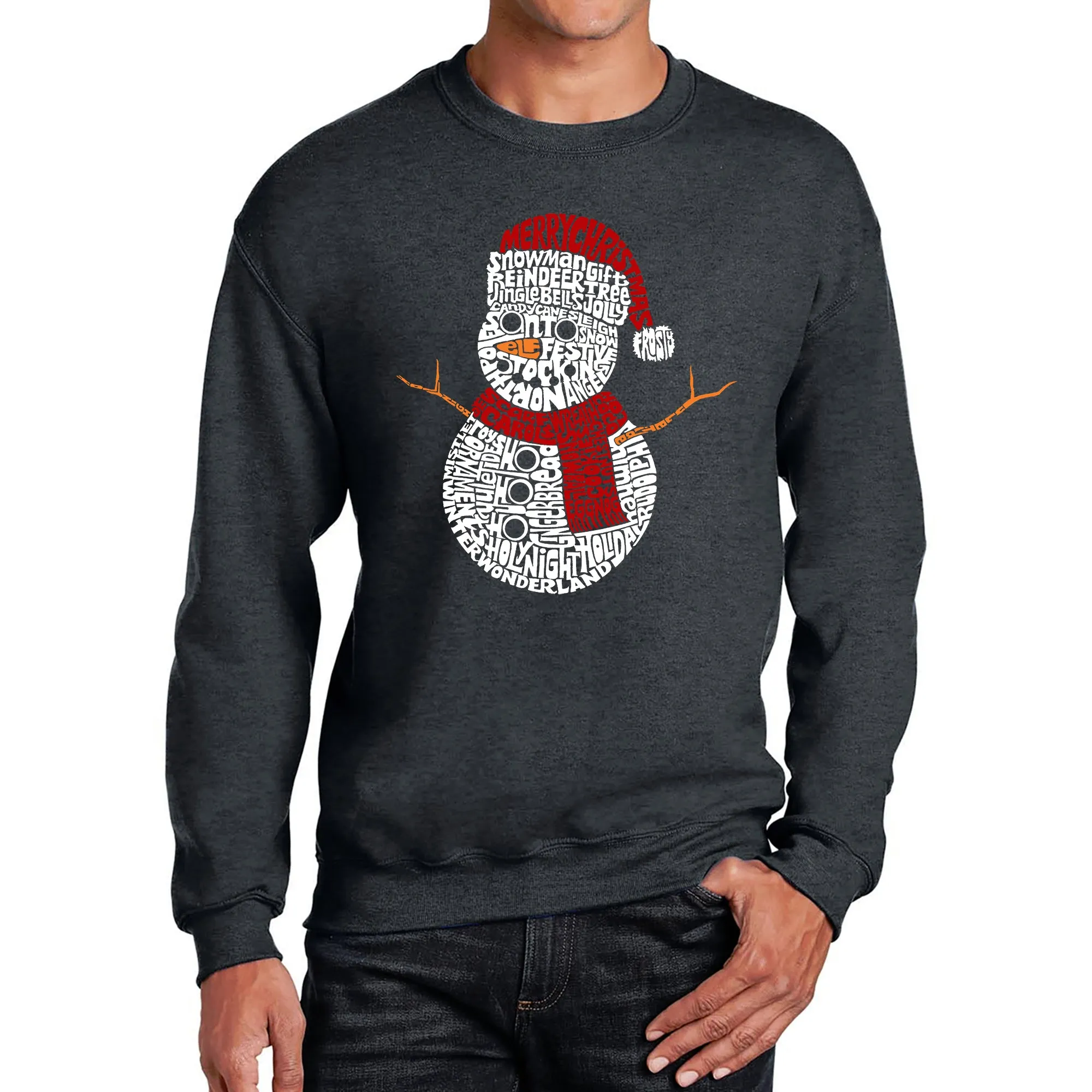 Christmas Snowman - Men's Word Art Crewneck Sweatshirt sold by LA Pop Art product image thumbnail 3