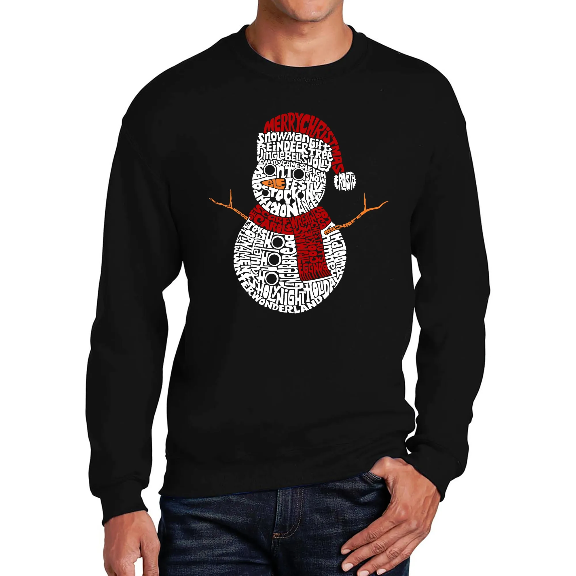 Christmas Snowman - Men's Word Art Crewneck Sweatshirt sold by LA Pop Art