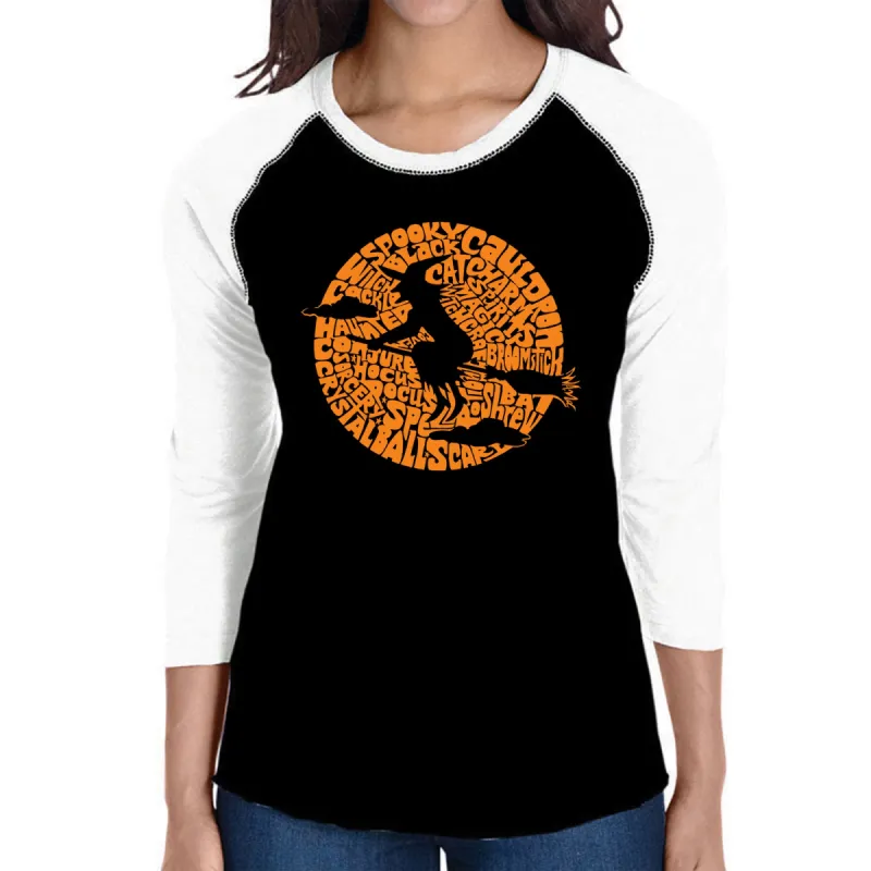 Spooky Witch - Women's Raglan Word Art T-Shirt sold by LA Pop Art