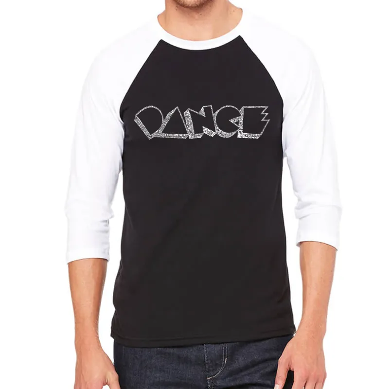 DIFFERENT STYLES OF DANCE - Men's Raglan Baseball Word Art T-Shirt sold by LA Pop Art