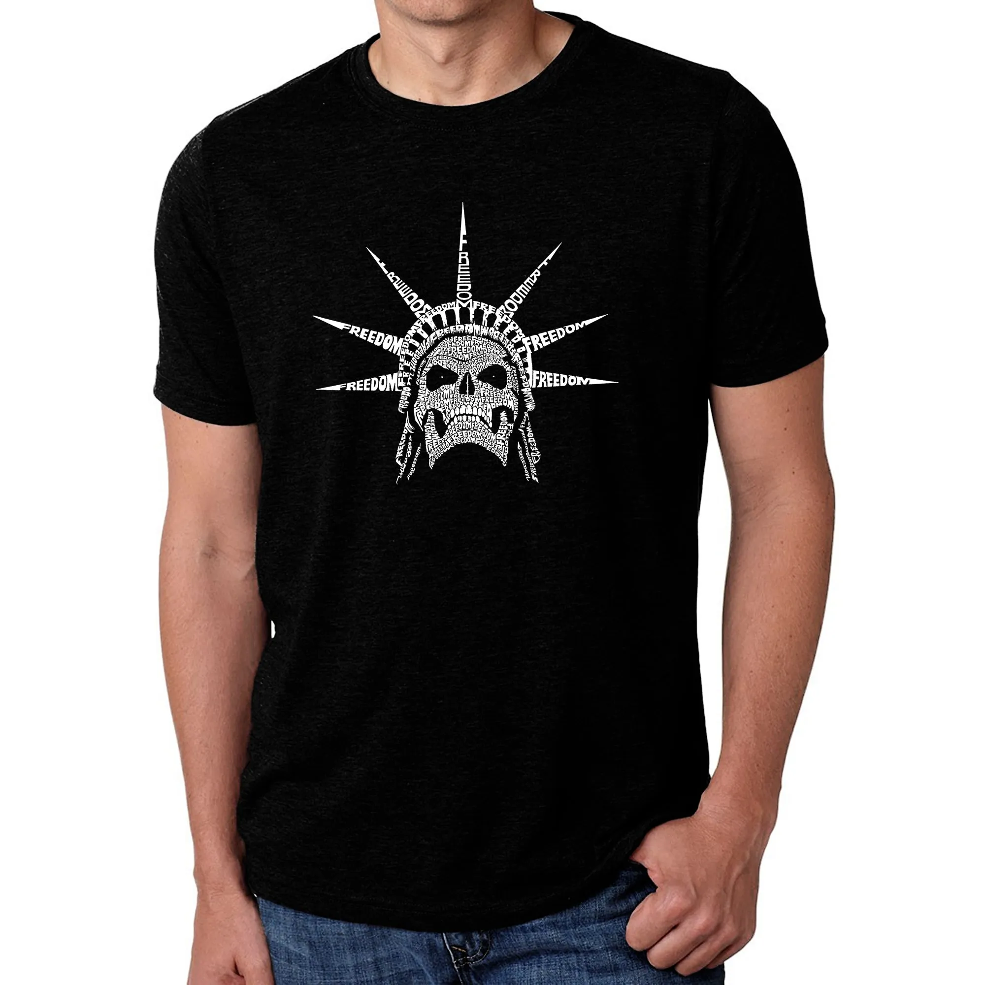 Freedom Skull - Men's Premium Blend Word Art T-Shirt sold by LA Pop Art