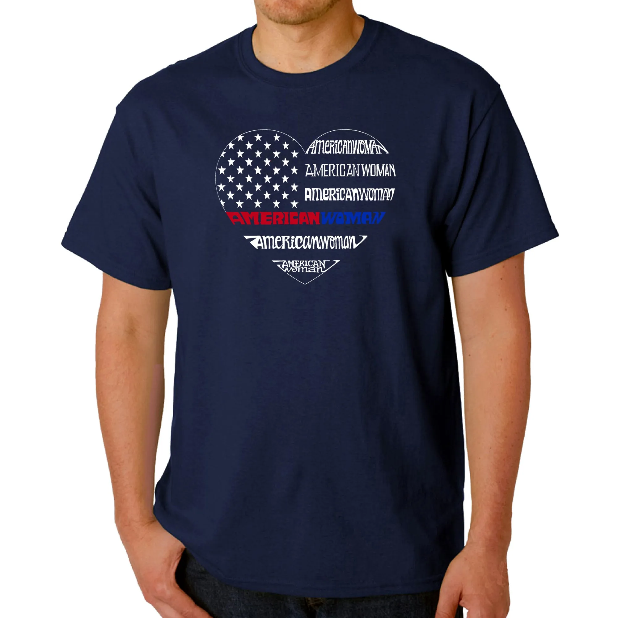 American Woman - Men's Word Art T-Shirt sold by LA Pop Art product image thumbnail 3