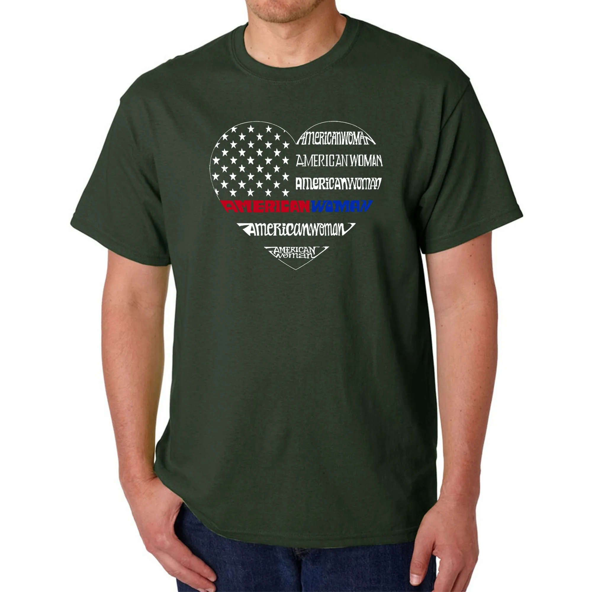 American Woman - Men's Word Art T-Shirt sold by LA Pop Art product image thumbnail 4