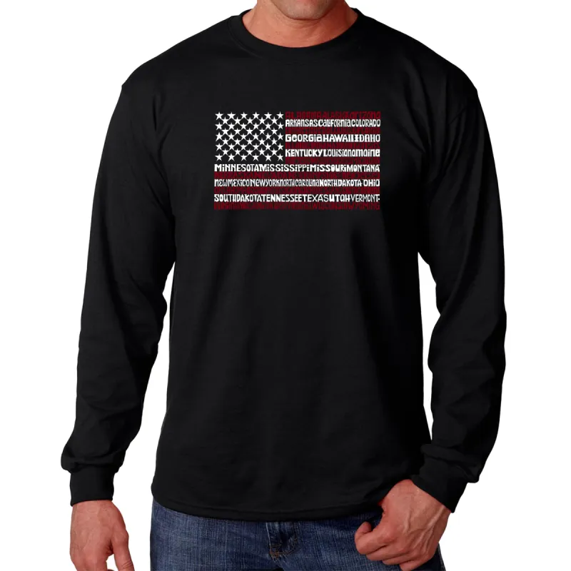 50 States USA Flag  - Men's Word Art Long Sleeve T-Shirt sold by LA Pop Art