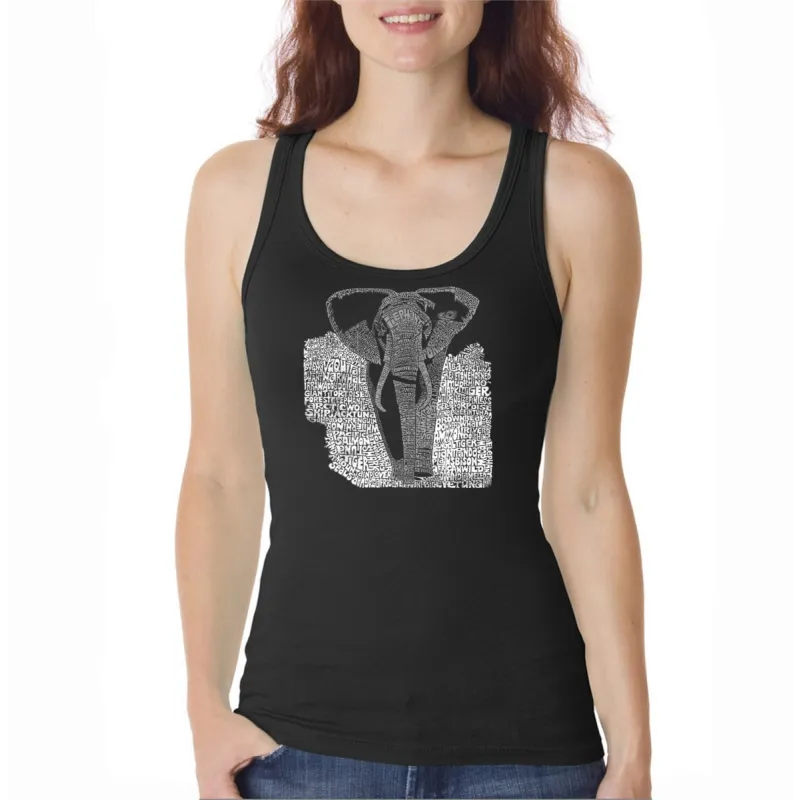 ELEPHANT  - Women's Word Art Tank Top sold by LA Pop Art