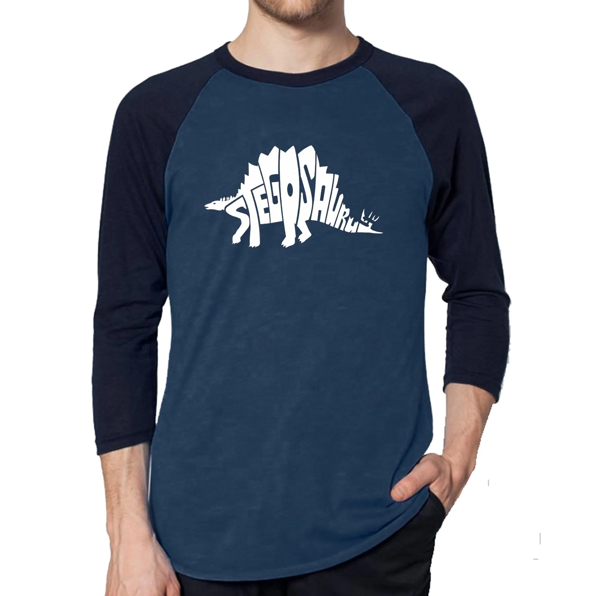 STEGOSAURUS - Men's Raglan Baseball Word Art T-Shirt sold by LA Pop Art product image thumbnail 3