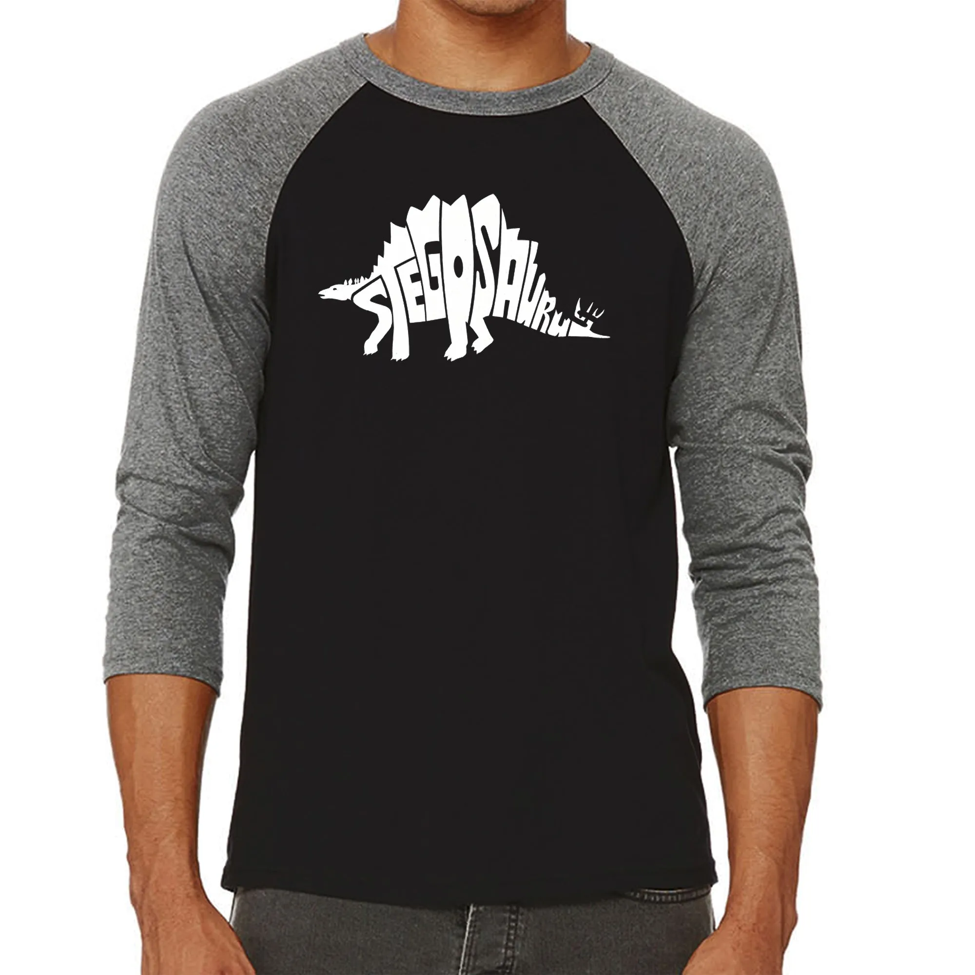 STEGOSAURUS - Men's Raglan Baseball Word Art T-Shirt sold by LA Pop Art product image thumbnail 4