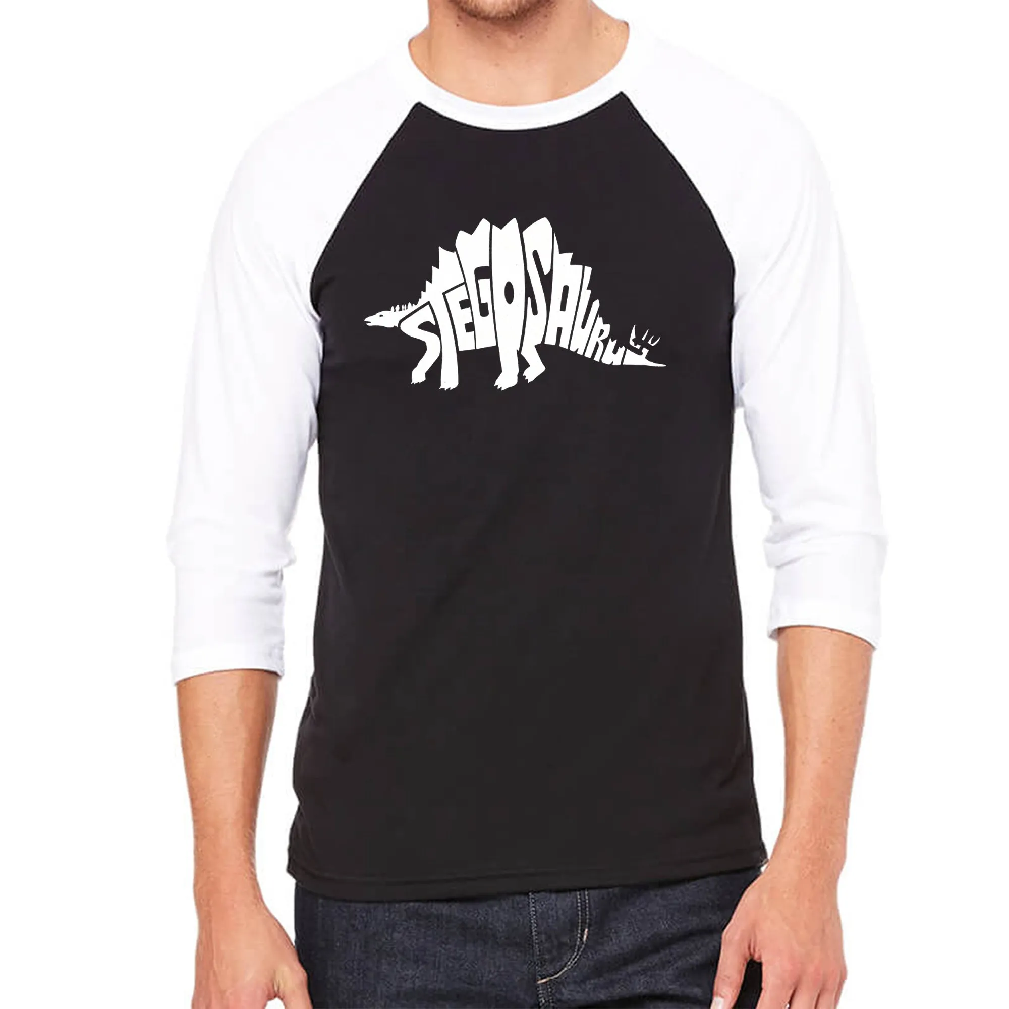 STEGOSAURUS - Men's Raglan Baseball Word Art T-Shirt sold by LA Pop Art