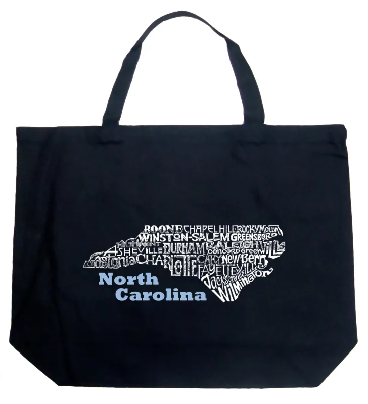 North Carolina - Large Word Art Tote Bag sold by LA Pop Art