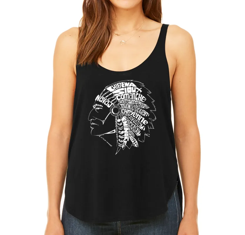 POPULAR NATIVE AMERICAN INDIAN TRIBES - Women's Word Art Flowy Tank made by LA Pop Art