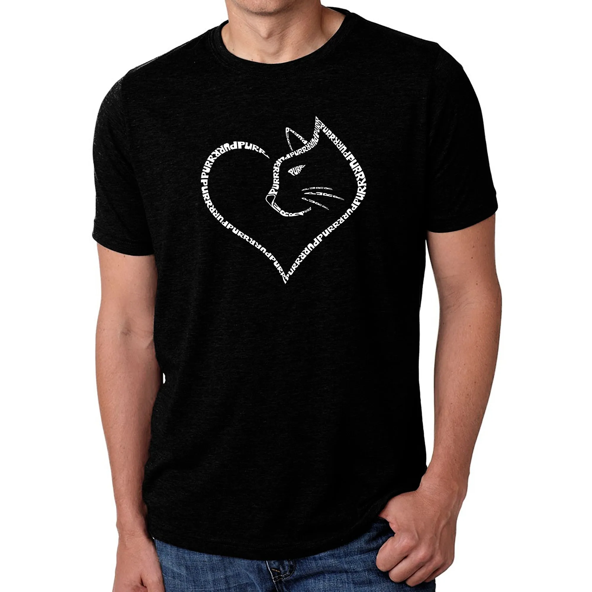 Cat Heart - Men's Premium Blend Word Art T-Shirt sold by LA Pop Art