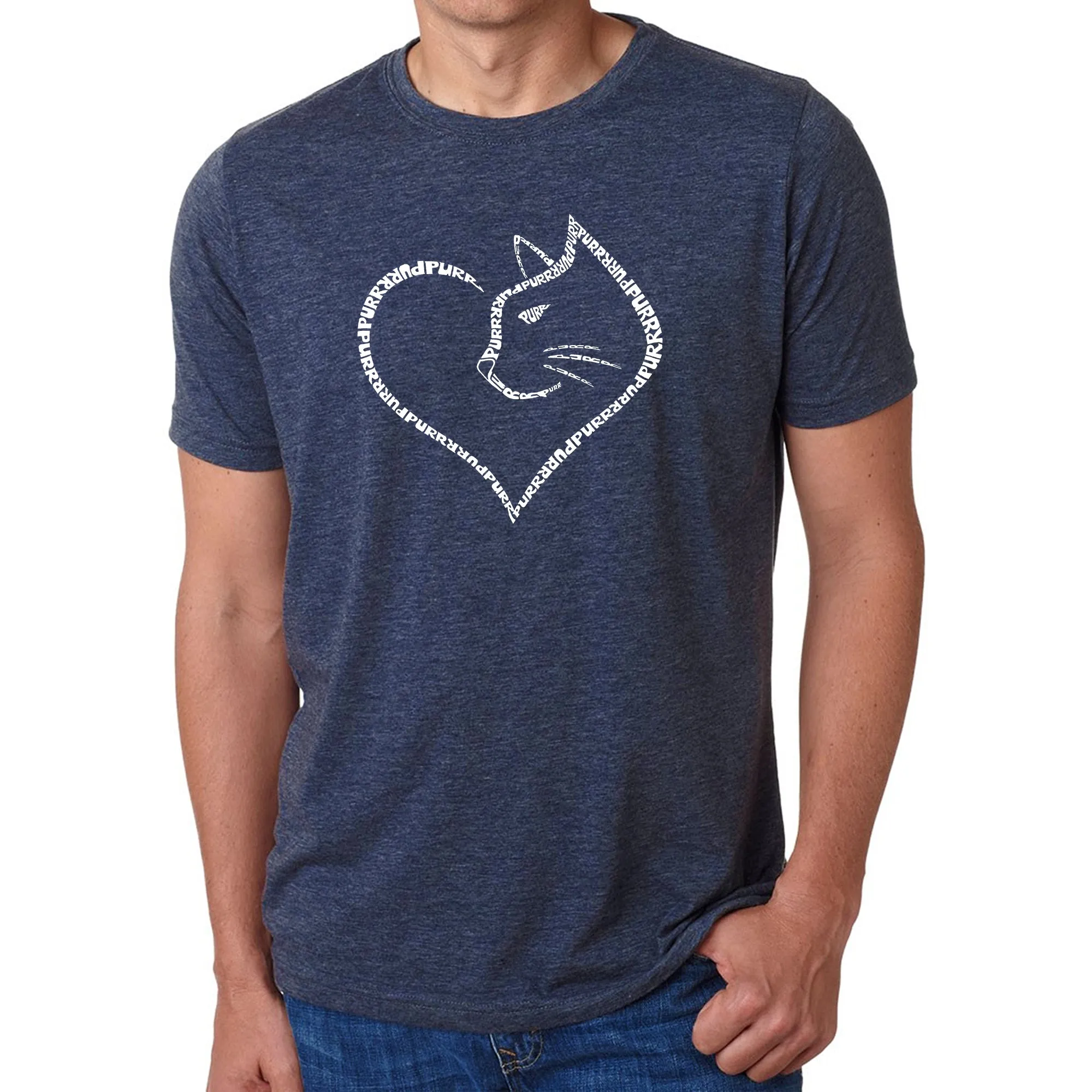 Cat Heart - Men's Premium Blend Word Art T-Shirt sold by LA Pop Art product image thumbnail 3