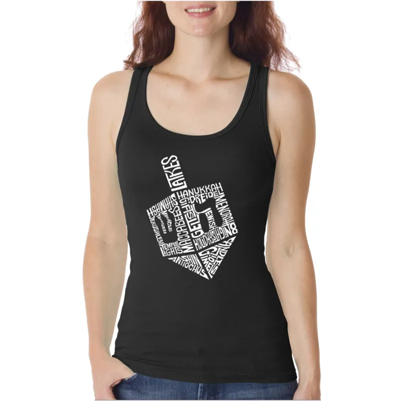 Hanukkah Dreidel - Women's Word Art Tank Top sold by LA Pop Art