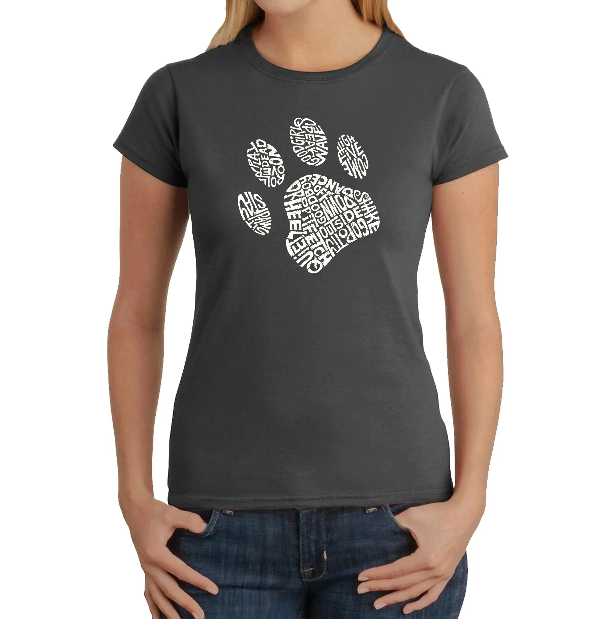 Dog Paw - Women's Word Art T-Shirt sold by LA Pop Art product image thumbnail 4