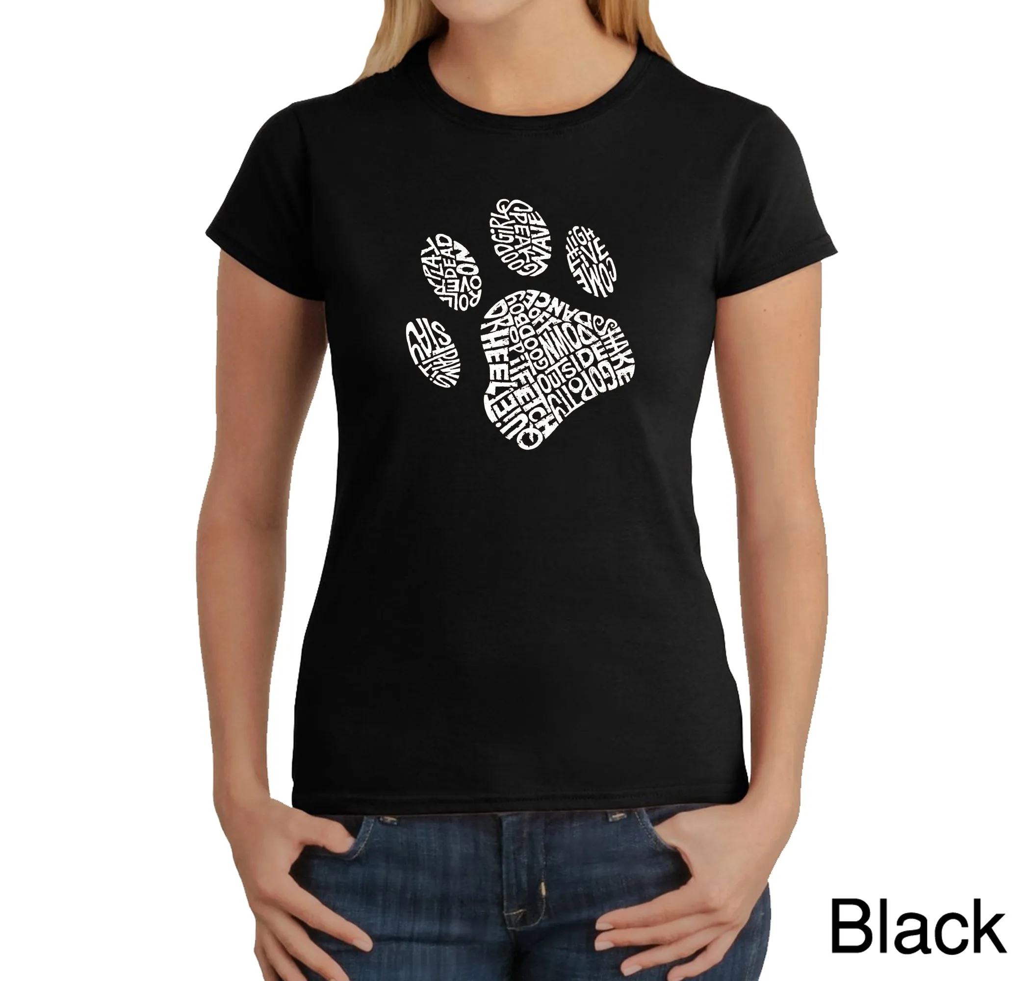 Dog Paw - Women's Word Art T-Shirt sold by LA Pop Art