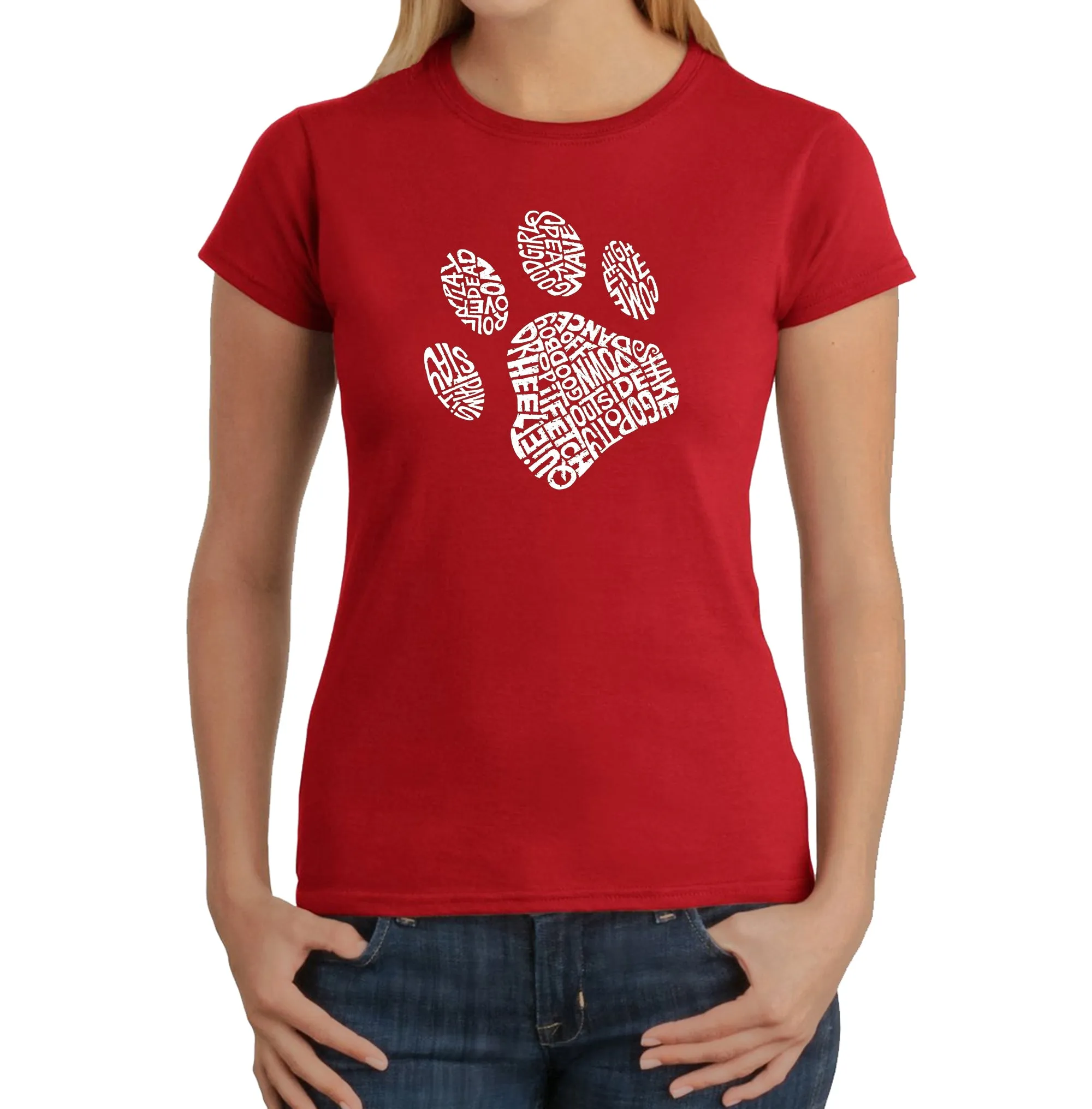Dog Paw - Women's Word Art T-Shirt sold by LA Pop Art product image thumbnail 5