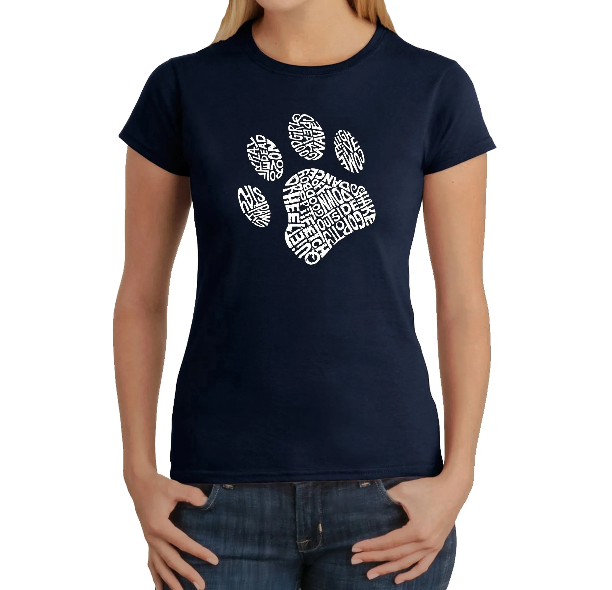 Dog Paw - Women's Word Art T-Shirt sold by LA Pop Art product image thumbnail 3