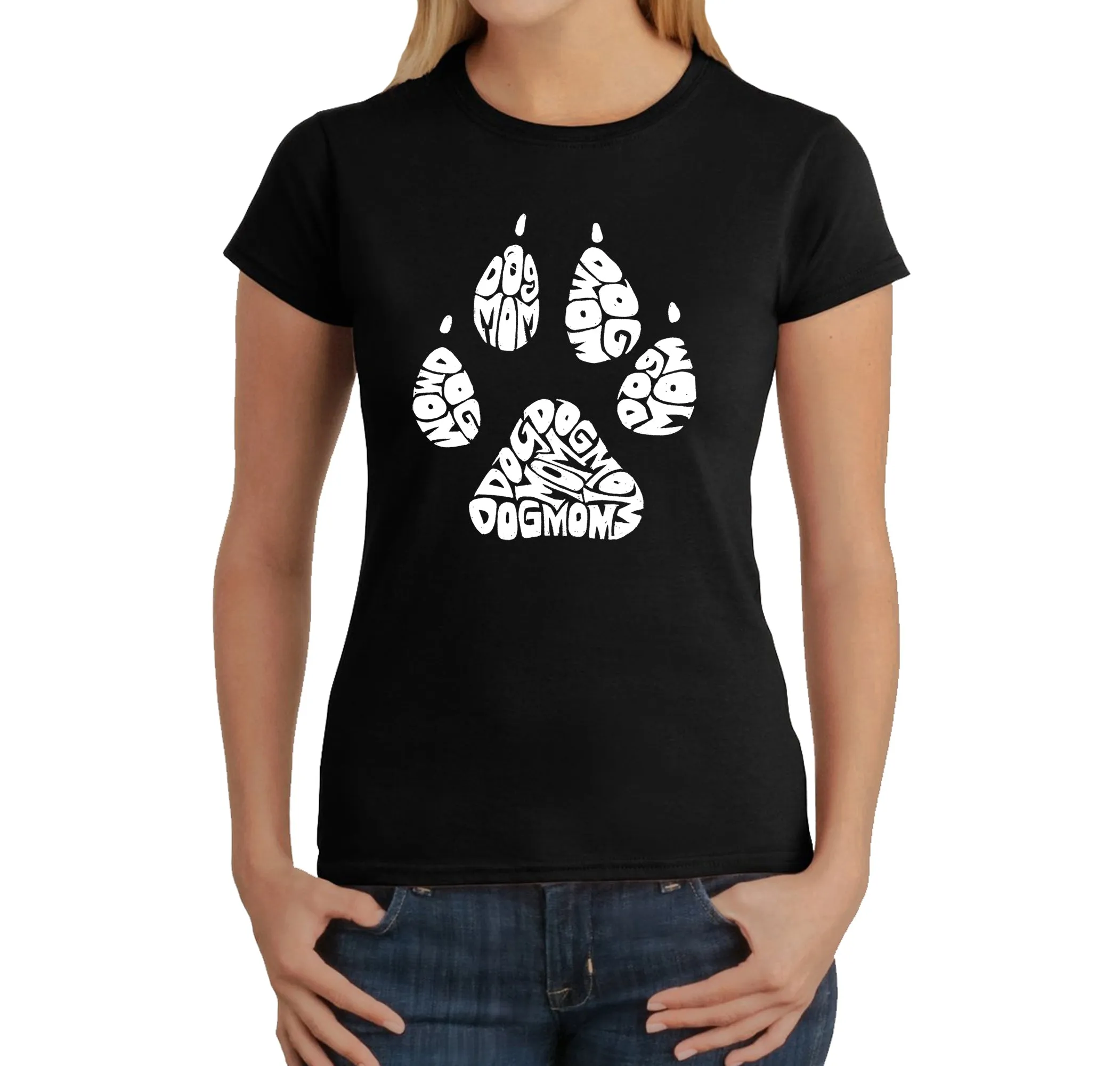Dog Mom - Women's Word Art T-Shirt sold by LA Pop Art