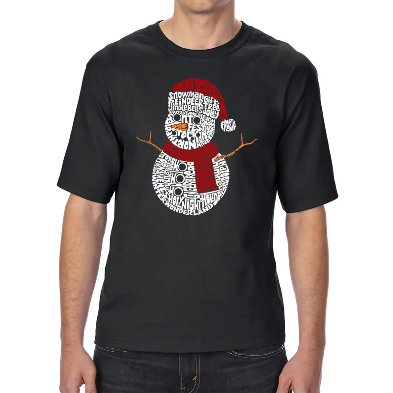 Christmas Snowman - Men's Tall and Long Word Art T-Shirt sold by LA Pop Art