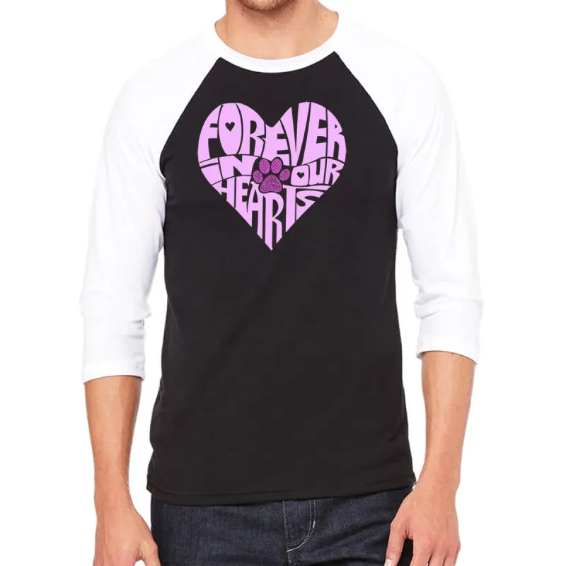 Forever In Our Hearts - Men's Raglan Baseball Word Art T-Shirt sold by LA Pop Art