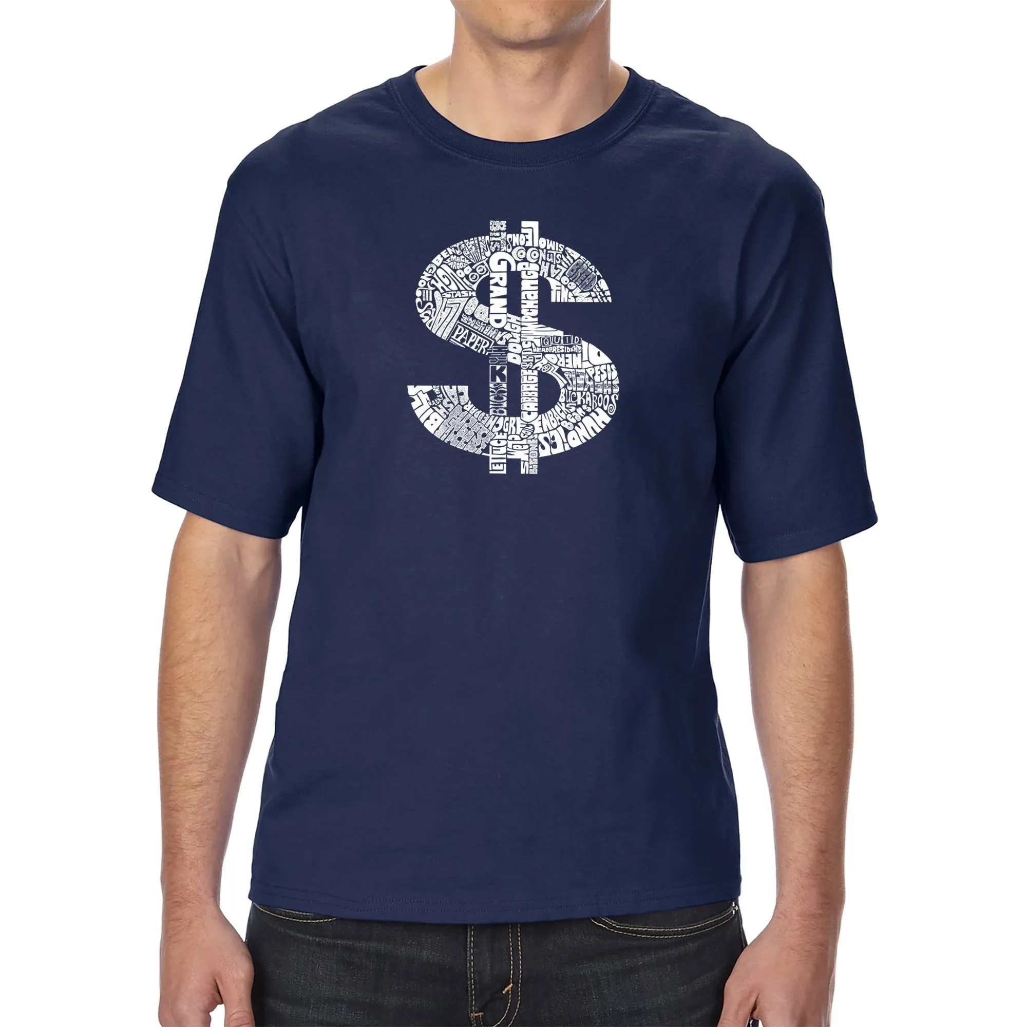 Dollar Sign - Men's Tall Word Art T-Shirt sold by LA Pop Art product image thumbnail 3