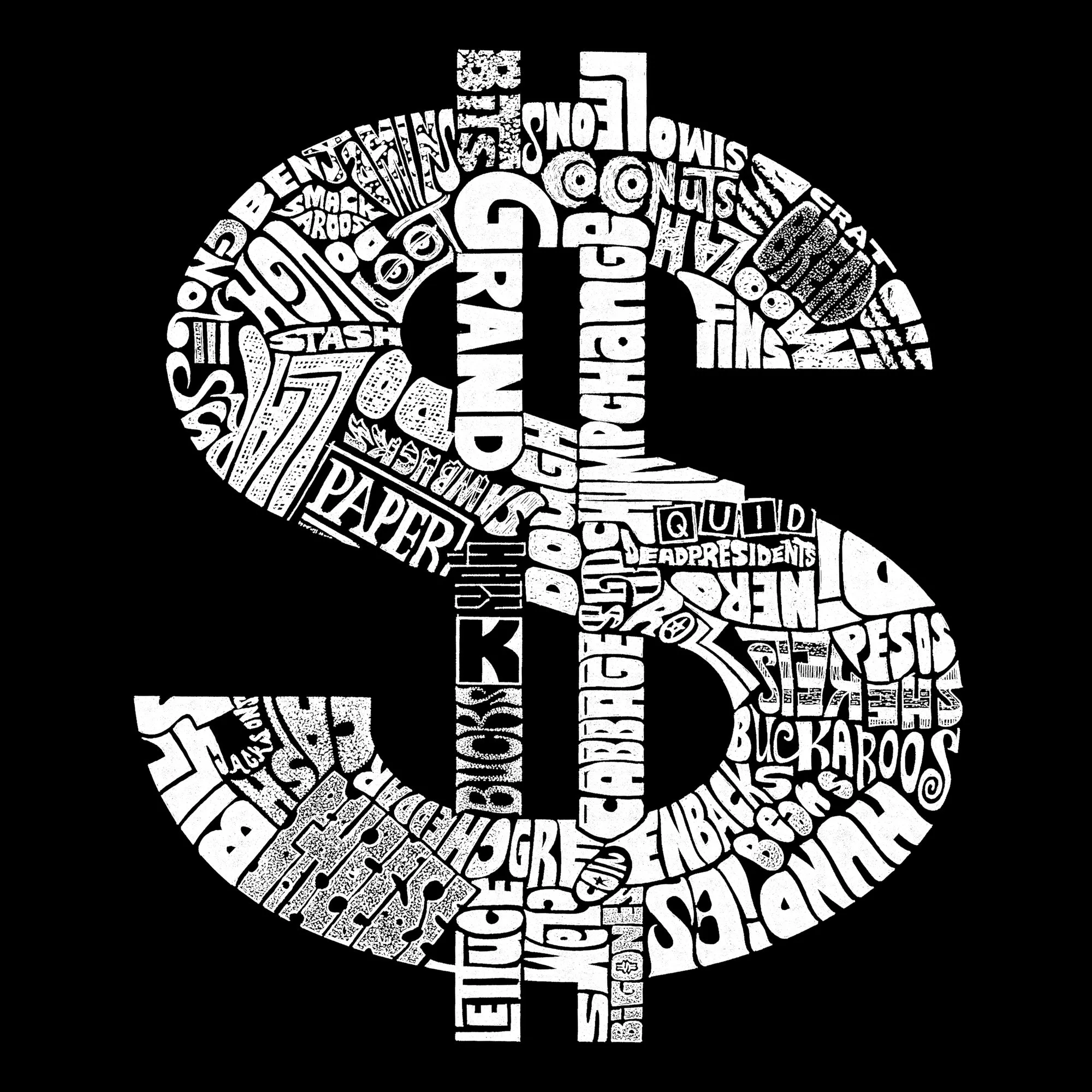Dollar Sign - Men's Tall Word Art T-Shirt sold by LA Pop Art product image thumbnail 2