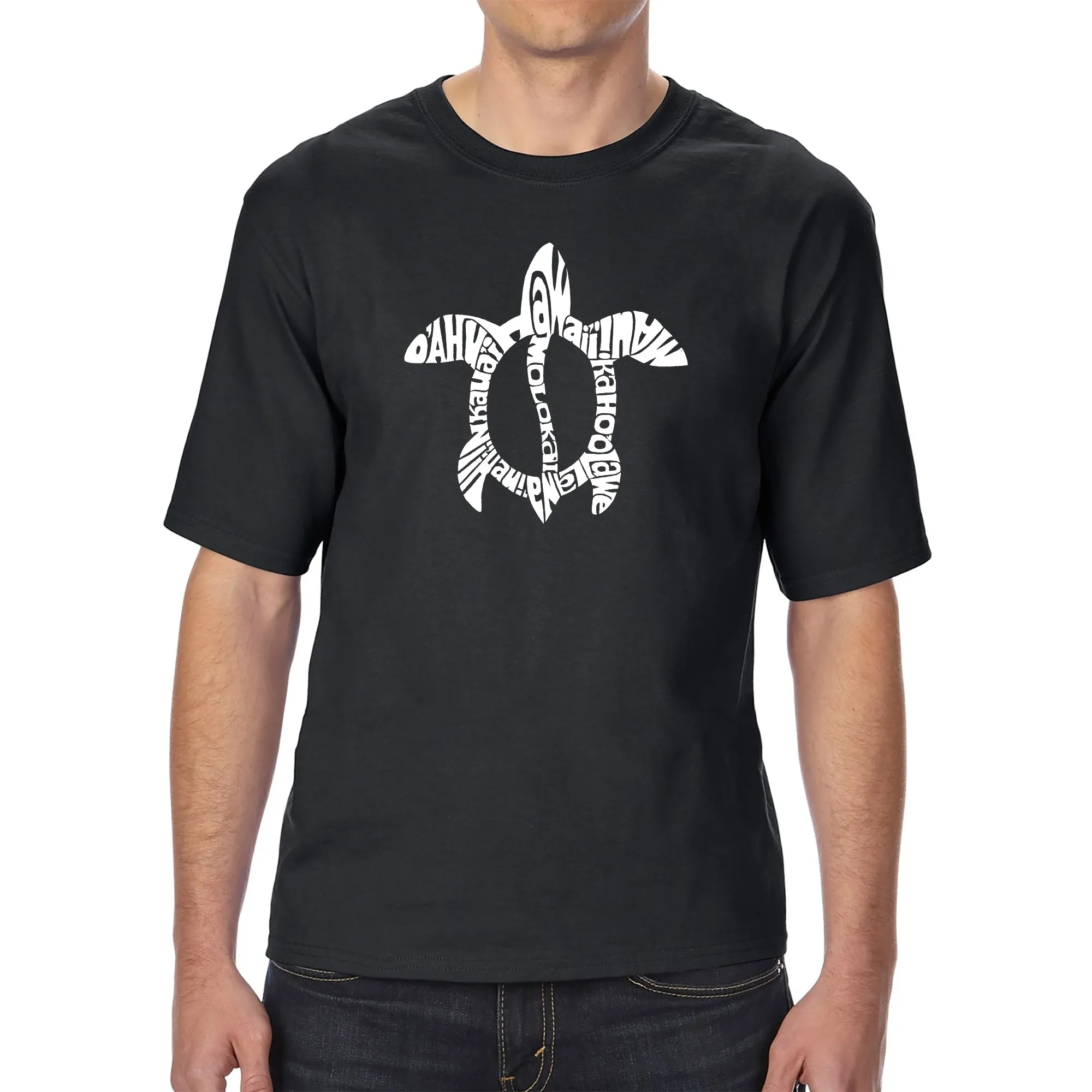 Hawaiian Islands Honu Turtle - Men's Tall Word Art T-Shirt sold by LA Pop Art