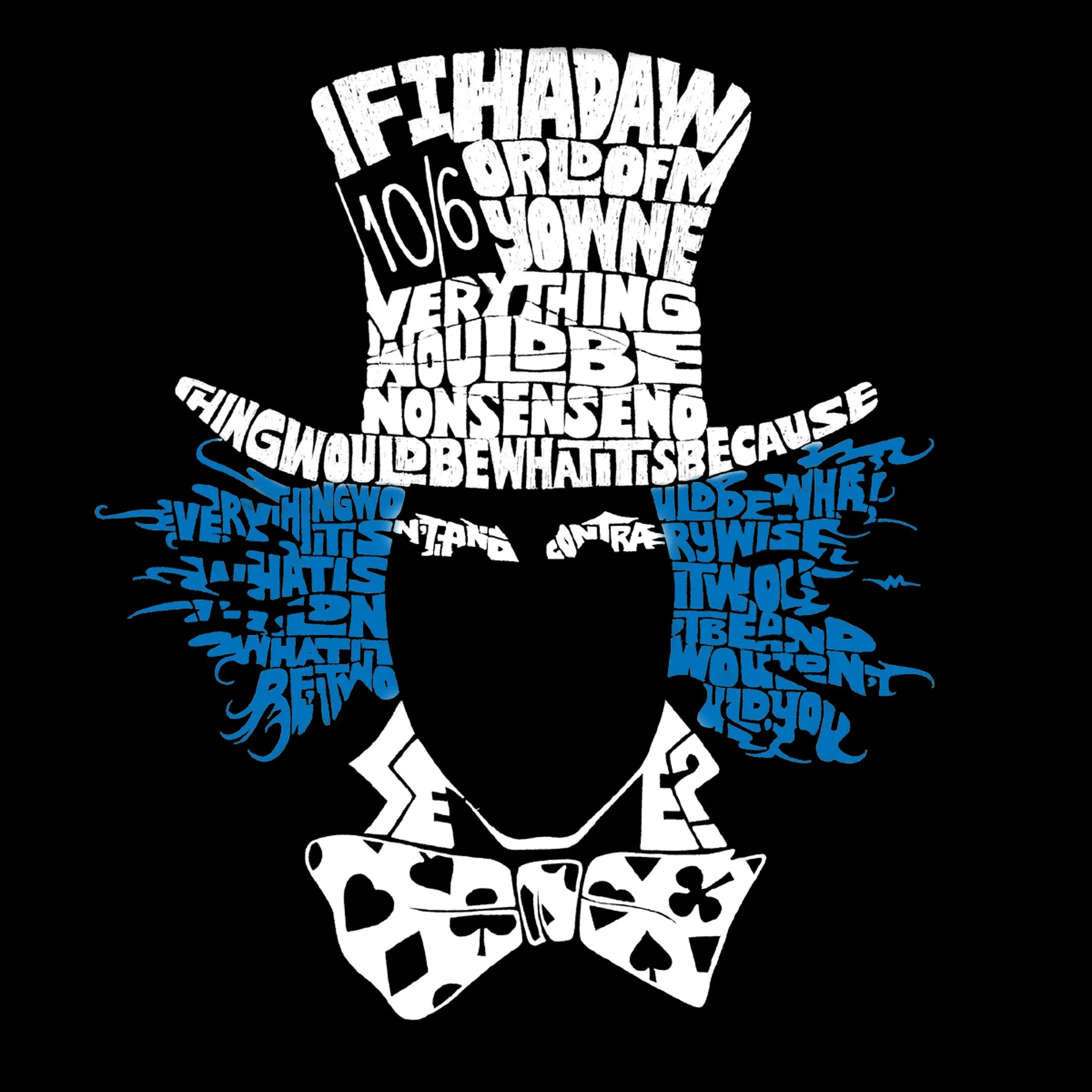 The Mad Hatter - Women's Raglan Baseball Word Art T-Shirt sold by LA Pop Art product image thumbnail 2