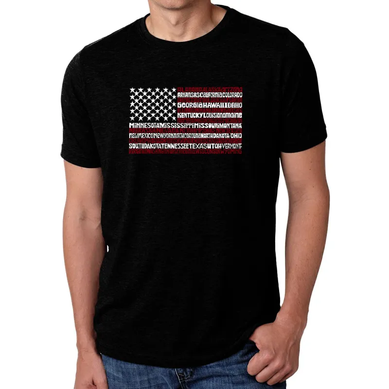 50 States USA Flag  - Men's Premium Blend Word Art T-Shirt sold by LA Pop Art