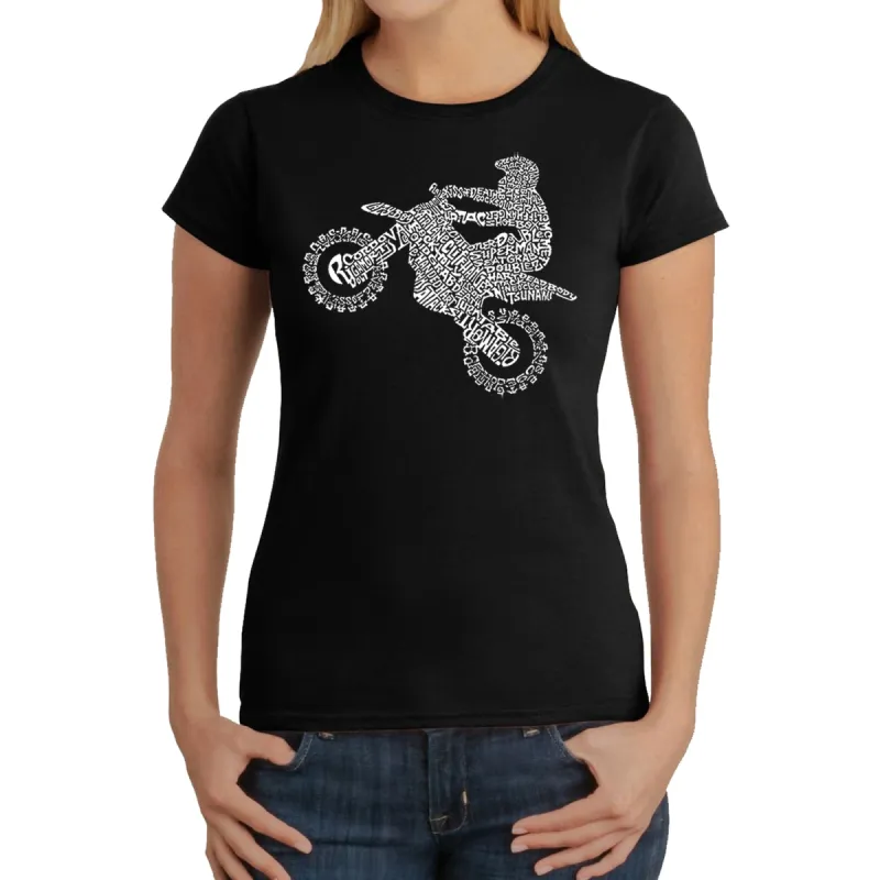 FMX Freestyle Motocross - Women's Word Art T-Shirt sold by LA Pop Art