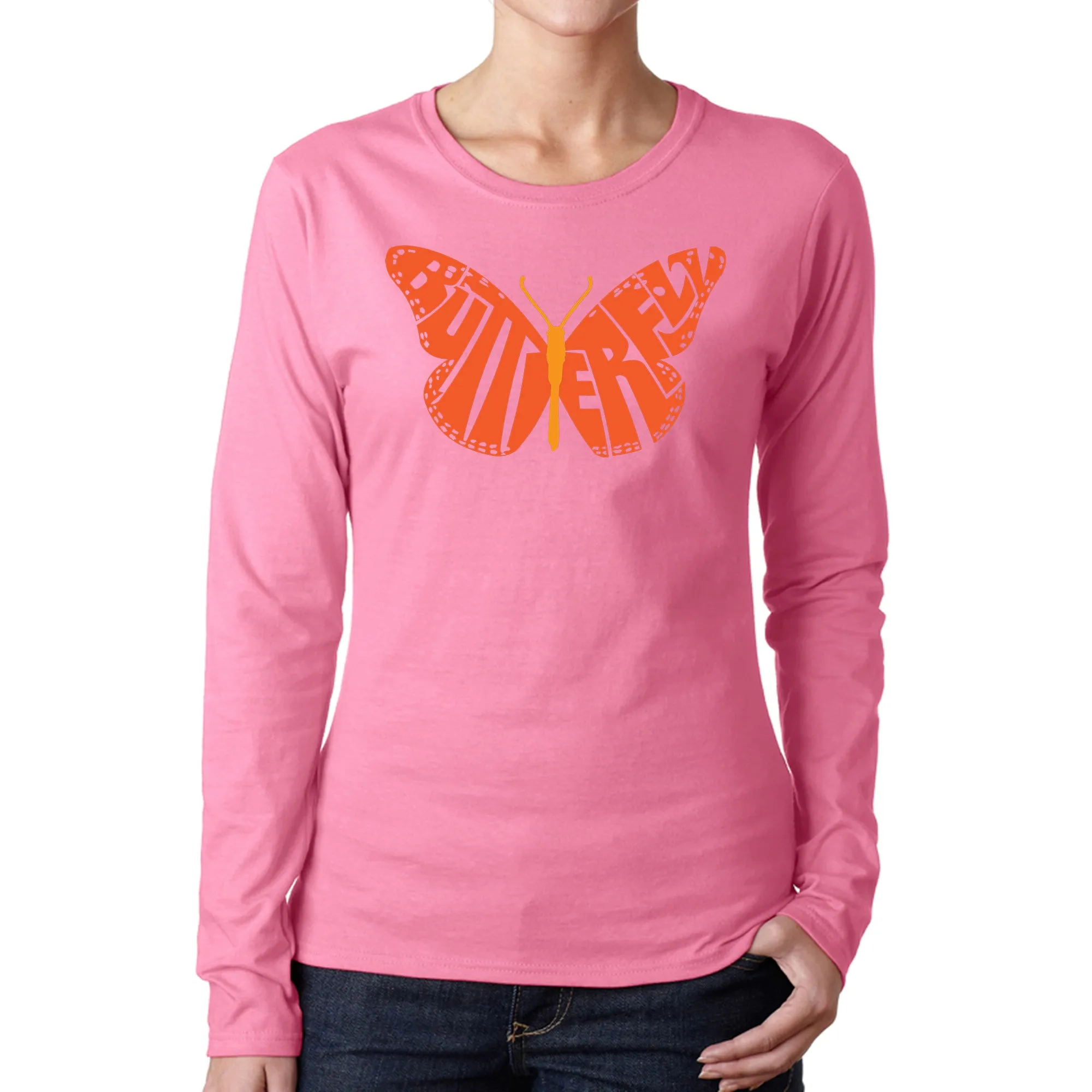 Butterfly - Women's Word Art Long Sleeve T-Shirt sold by LA Pop Art product image thumbnail 3