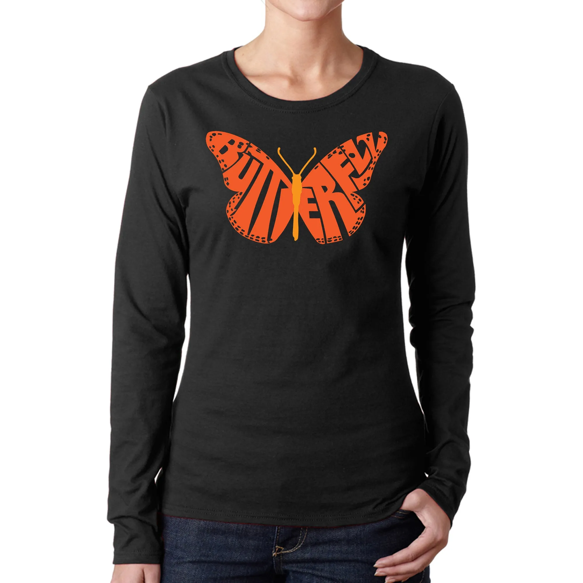 Butterfly - Women's Word Art Long Sleeve T-Shirt sold by LA Pop Art