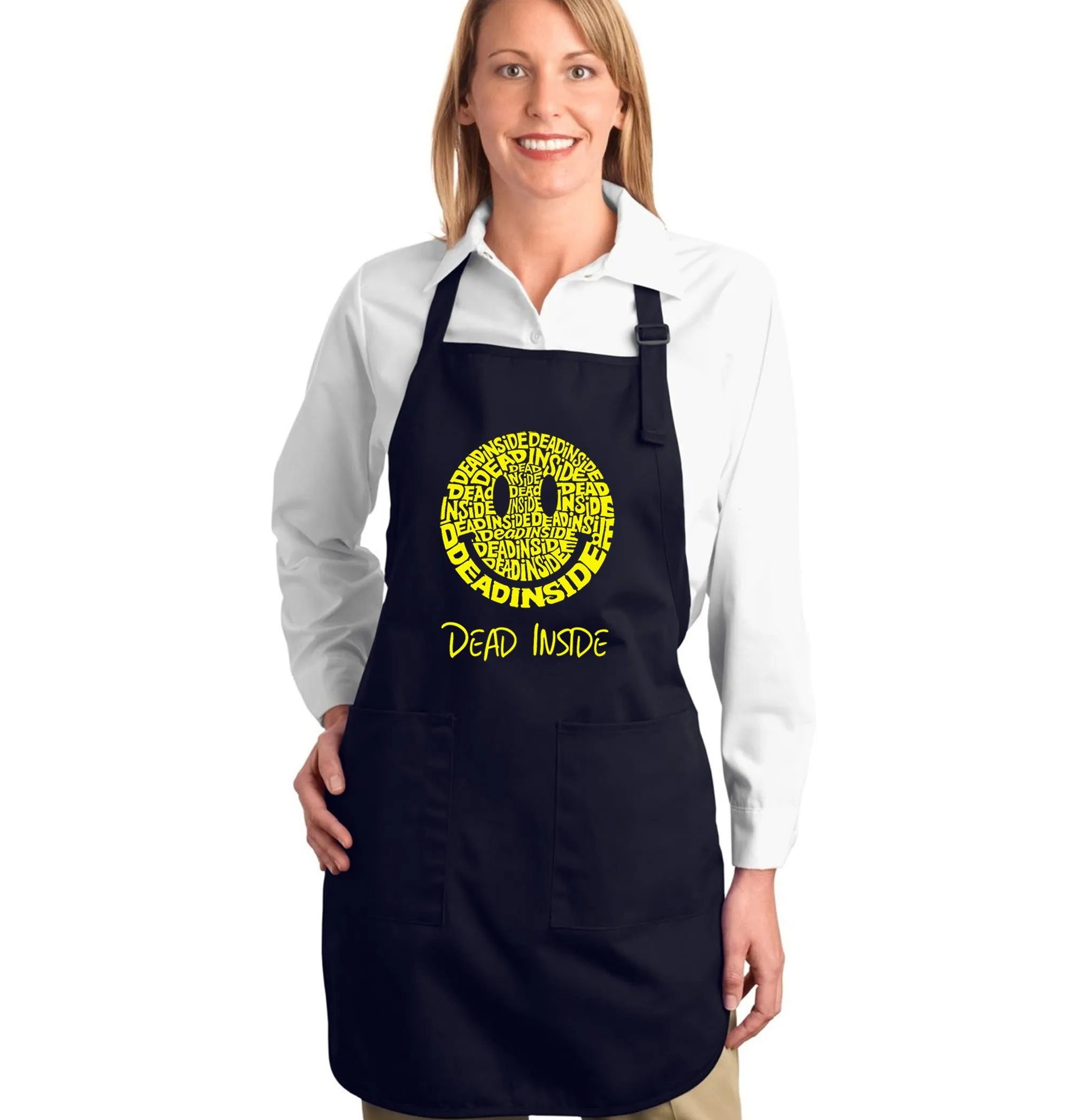 Dead Inside Smile - Full Length Word Art Apron sold by LA Pop Art product image thumbnail 4