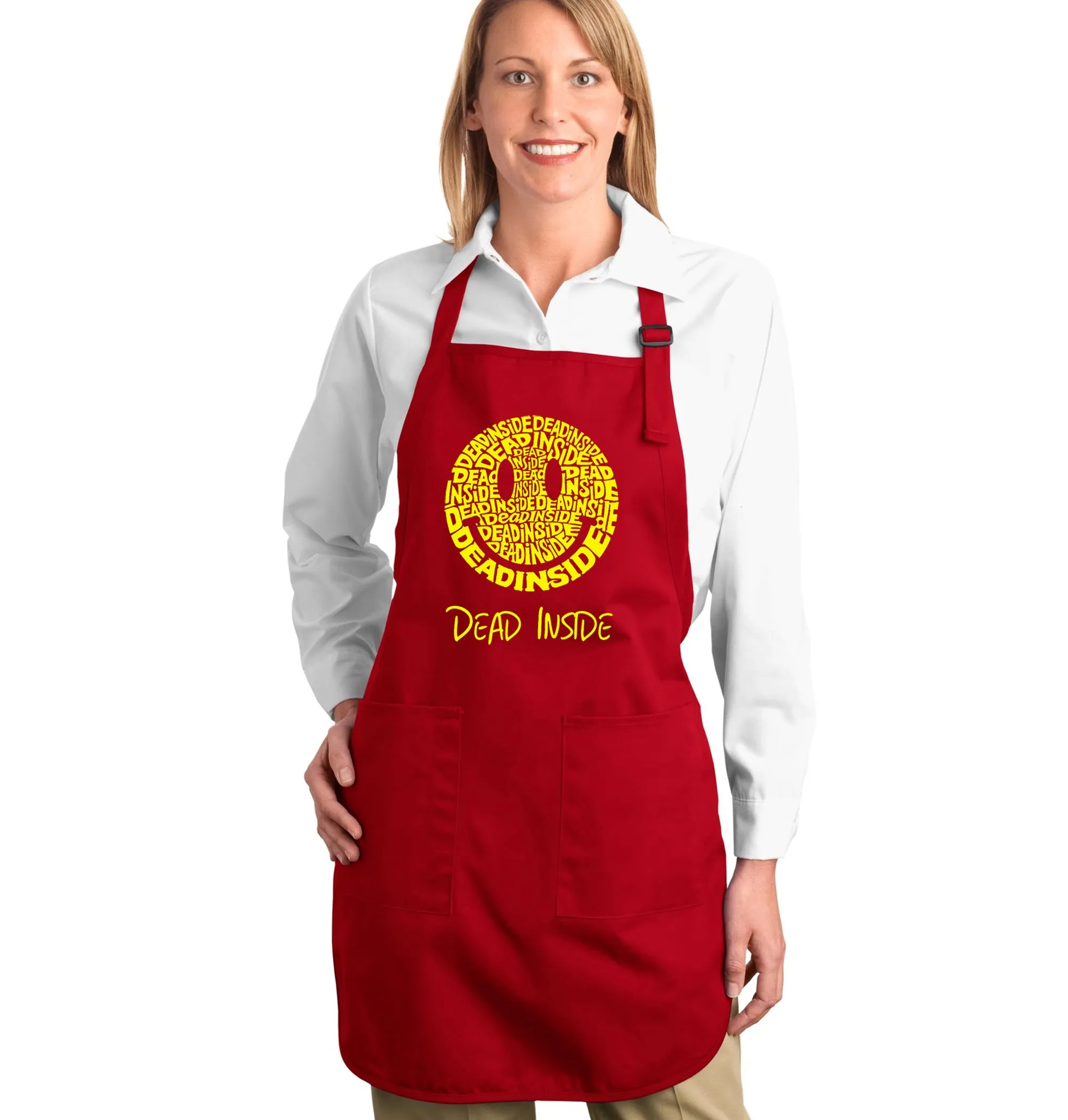 Dead Inside Smile - Full Length Word Art Apron sold by LA Pop Art product image thumbnail 3