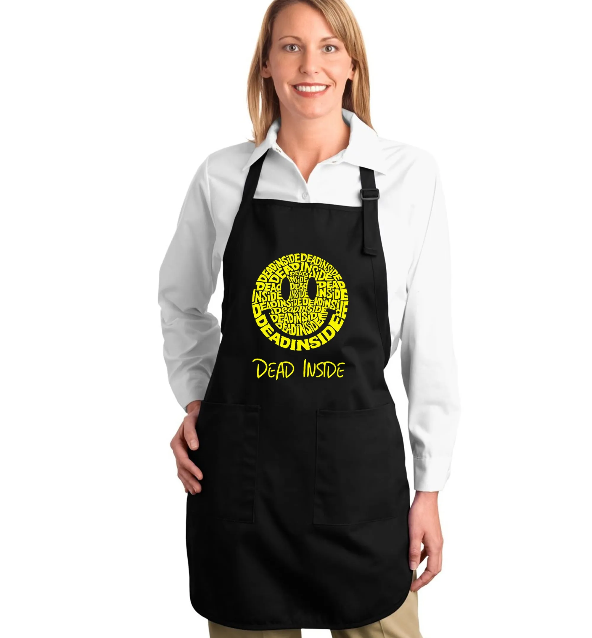 Dead Inside Smile - Full Length Word Art Apron sold by LA Pop Art