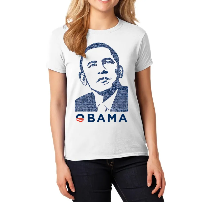 Obama - Women's Word Art T-Shirt sold by LA Pop Art