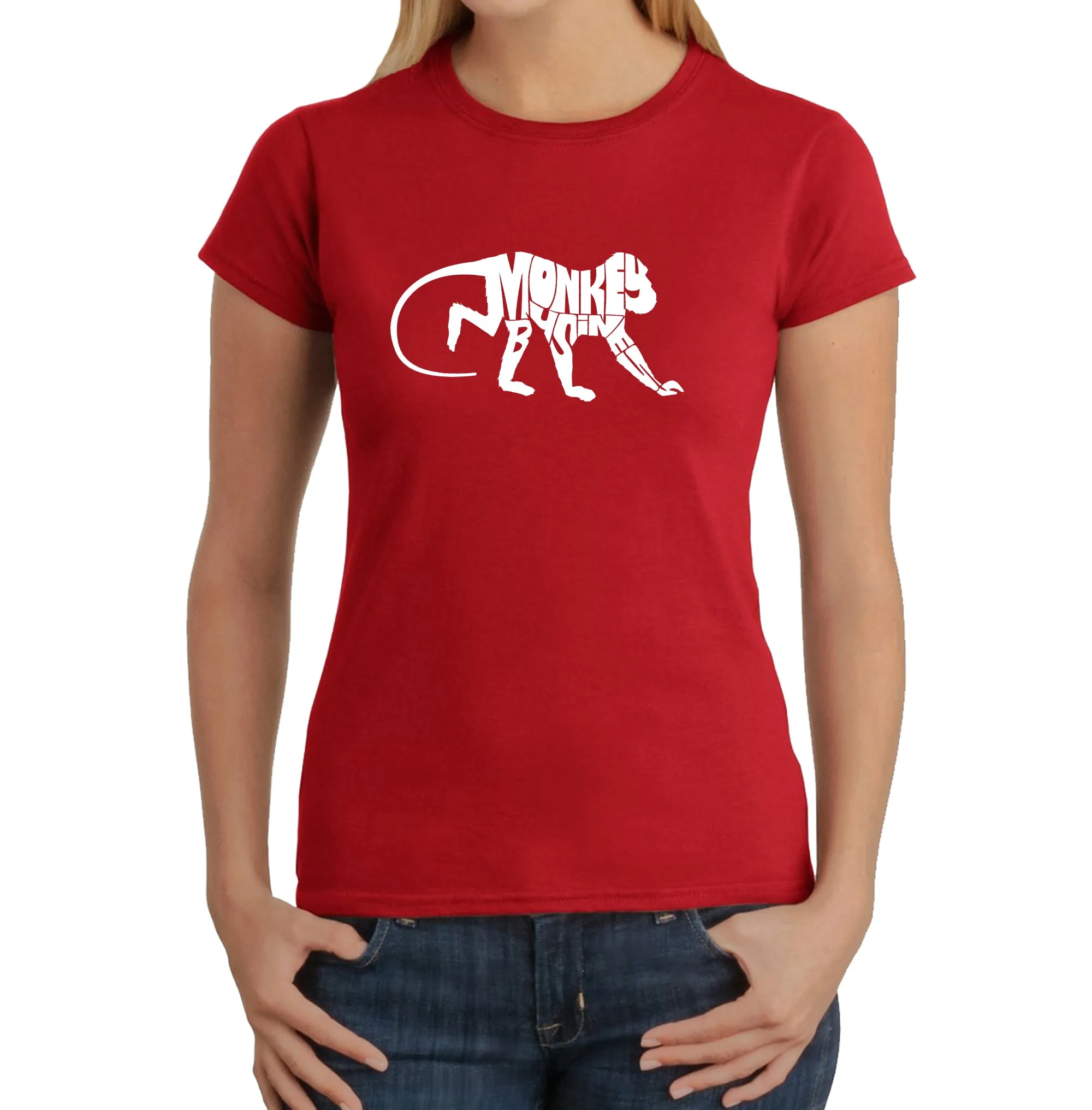 Monkey Business - Women's Word Art T-Shirt sold by LA Pop Art product image thumbnail 5