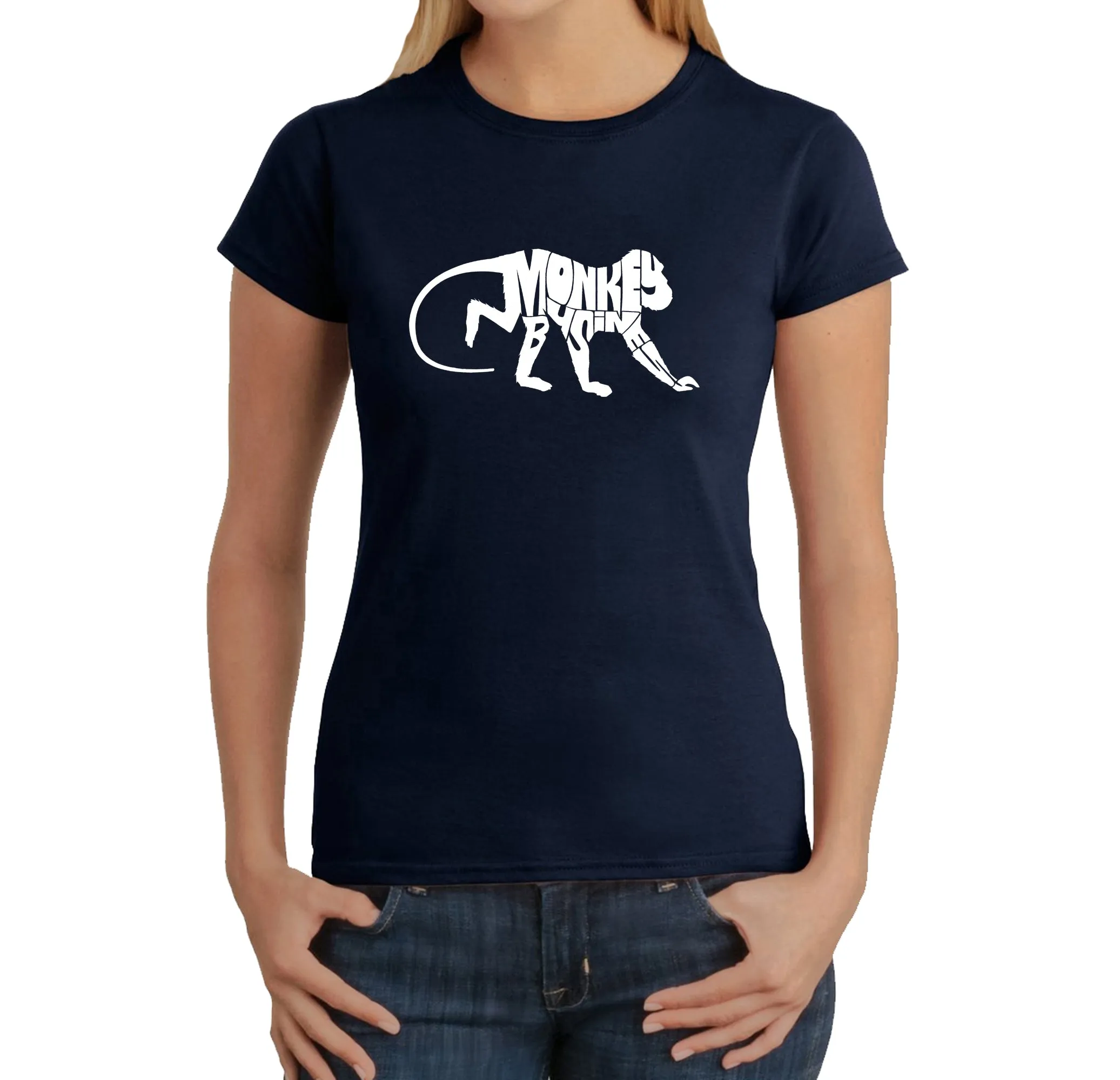 Monkey Business - Women's Word Art T-Shirt sold by LA Pop Art product image thumbnail 3