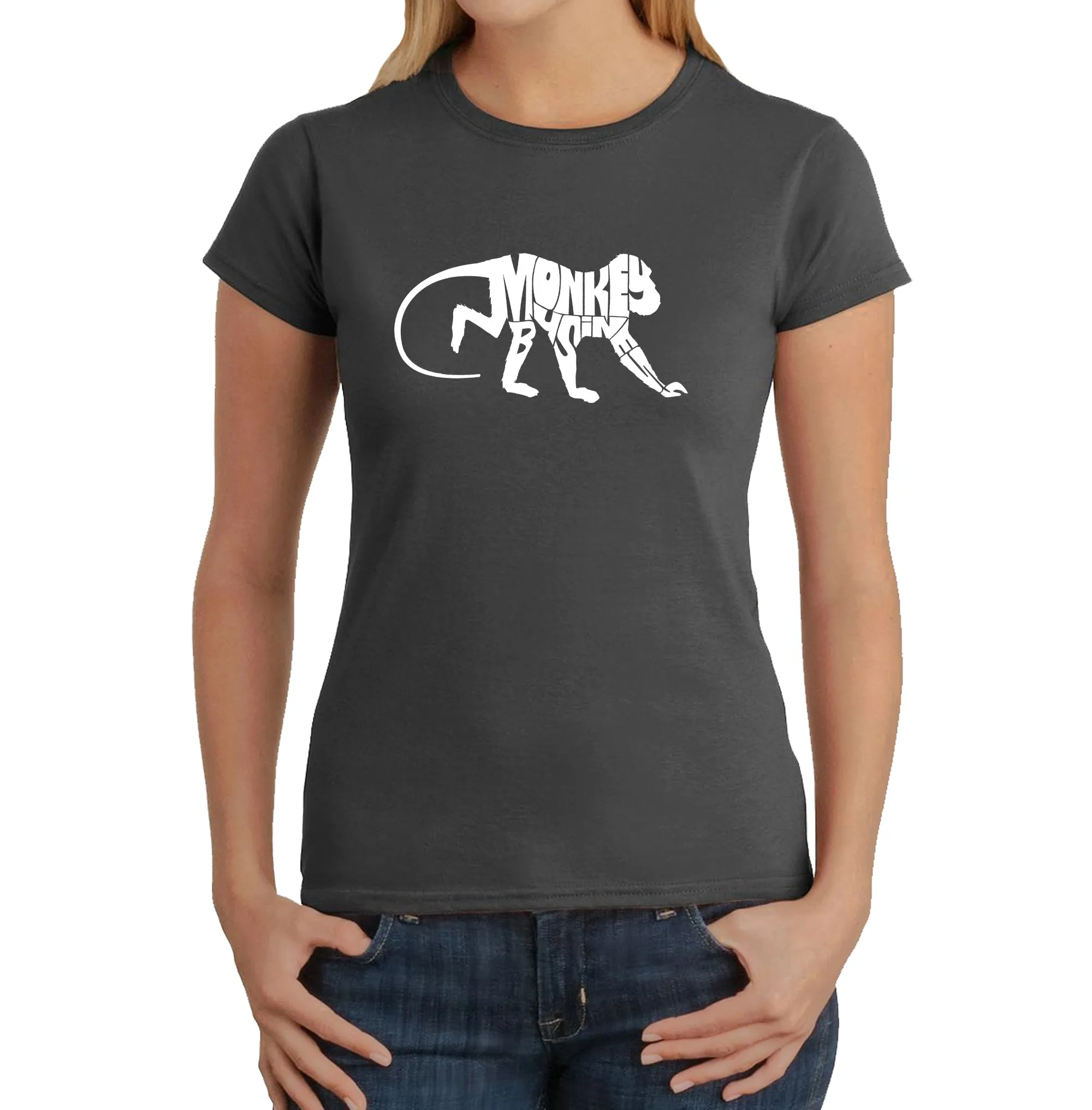 Monkey Business - Women's Word Art T-Shirt sold by LA Pop Art product image thumbnail 4