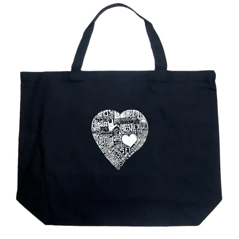 LOVE IN 44 DIFFERENT LANGUAGES - Large Word Art Tote Bag sold by LA Pop Art