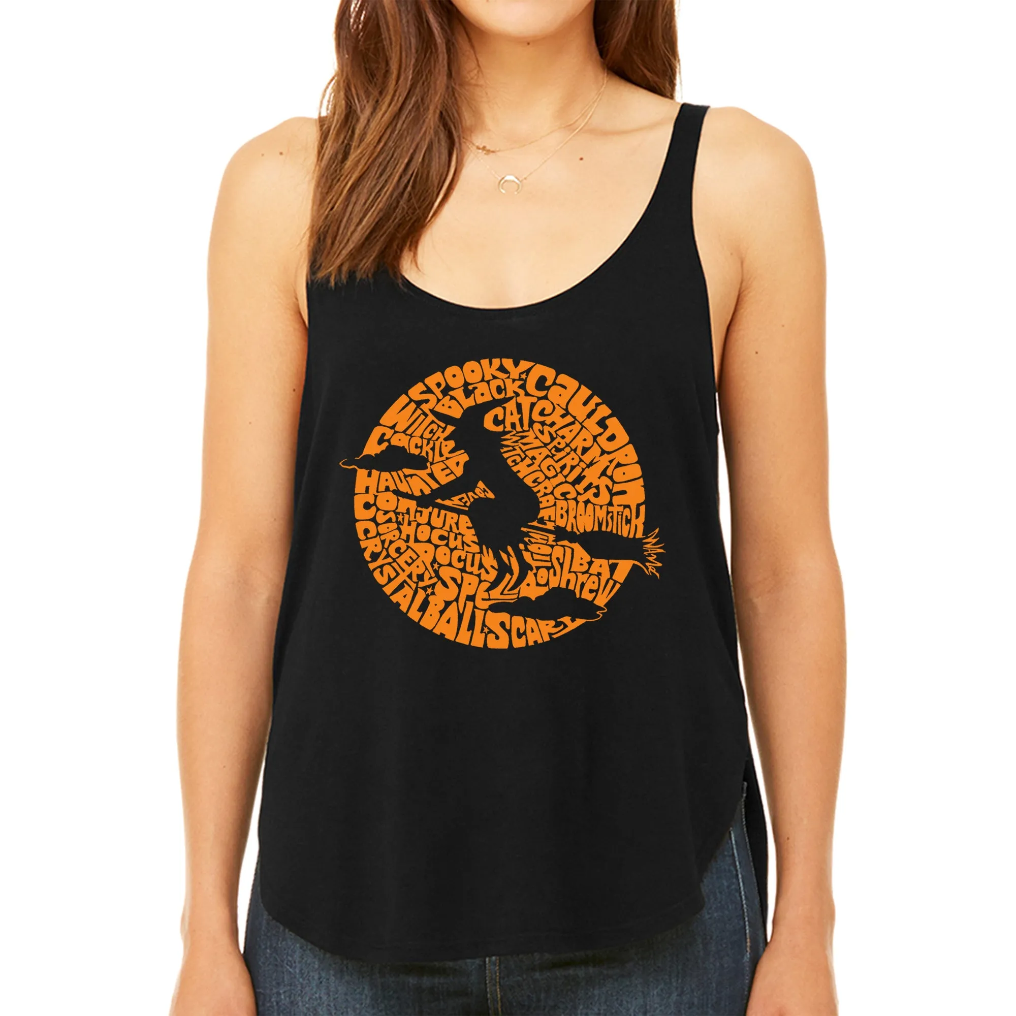 Spooky Witch - Women's Premium Word Art Flowy Tank Top sold by LA Pop Art