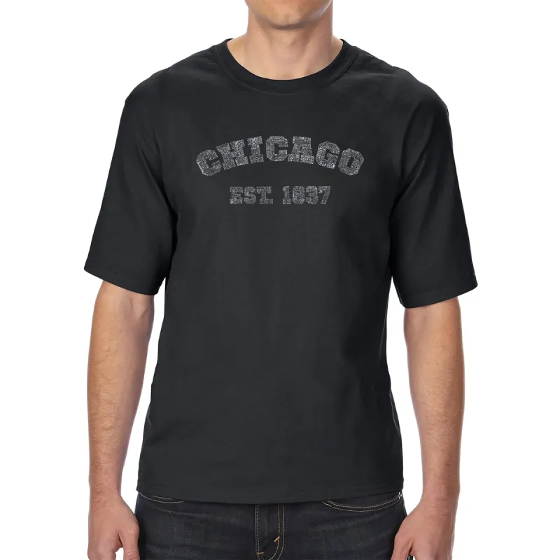 Chicago 1837 - Men's Tall Word Art T-Shirt sold by LA Pop Art