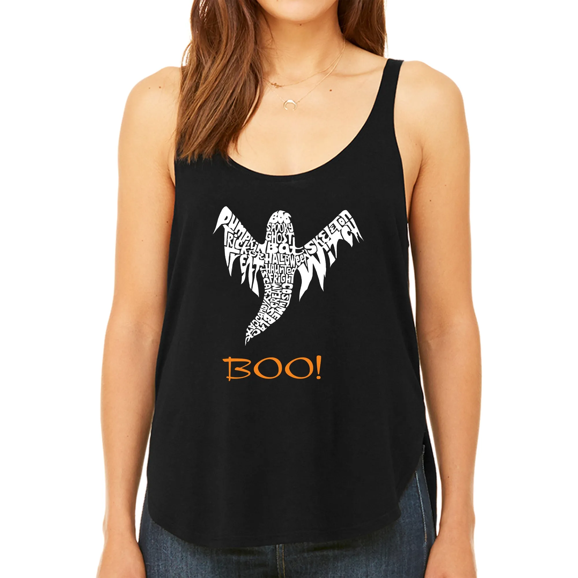 Halloween Ghost - Women's Premium Word Art Flowy Tank Top sold by LA Pop Art
