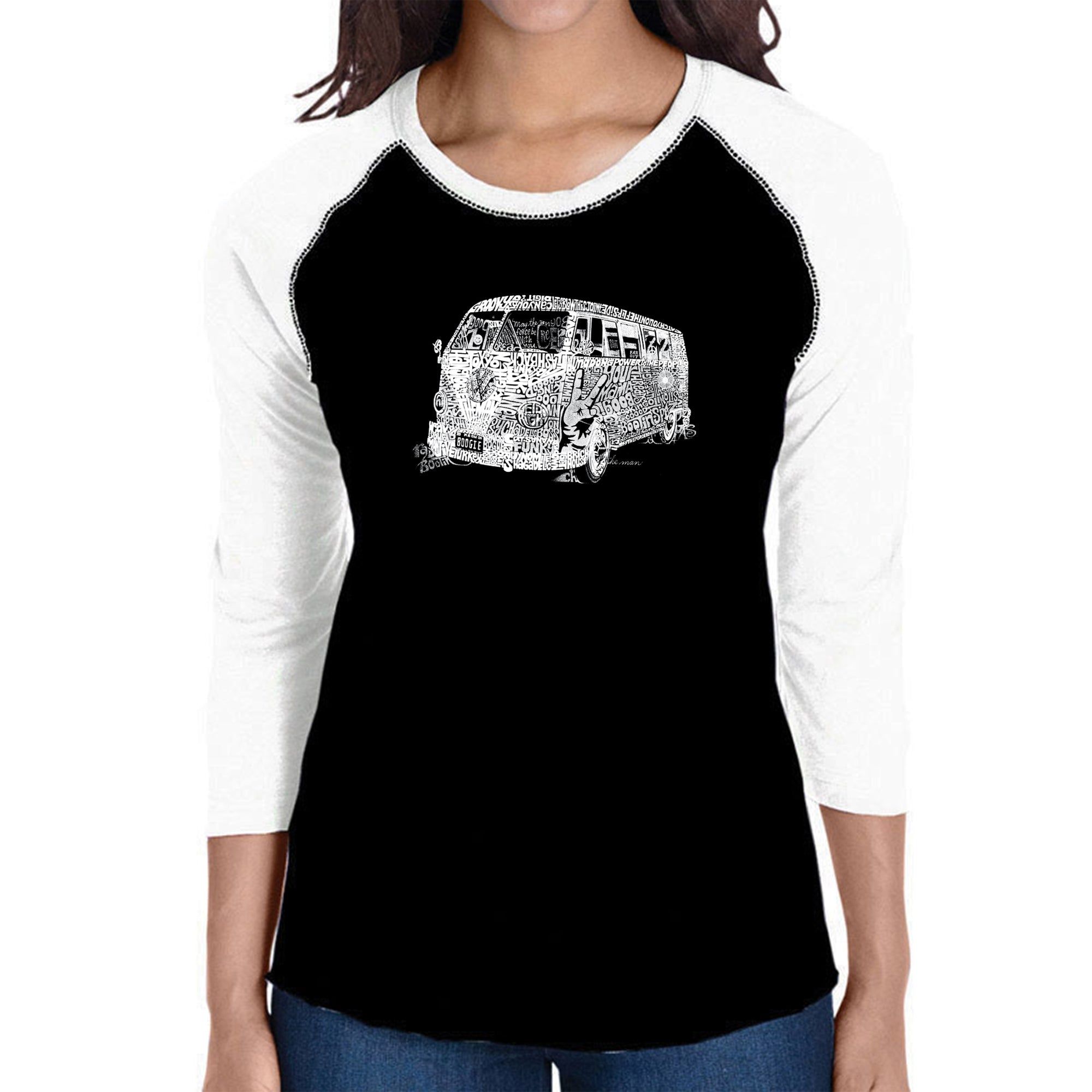 THE 70'S - Women's Raglan Baseball Word Art T-Shirt sold by LA Pop Art