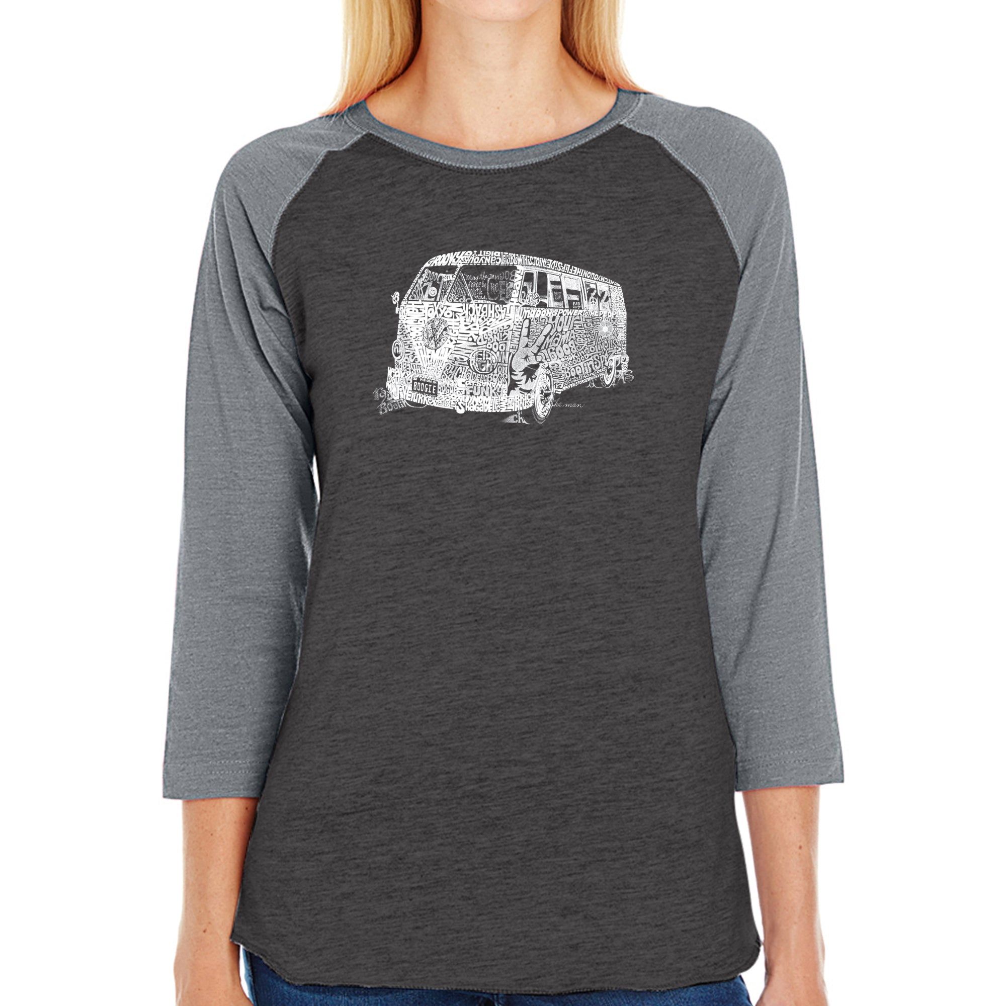 THE 70'S - Women's Raglan Baseball Word Art T-Shirt sold by LA Pop Art product image thumbnail 3